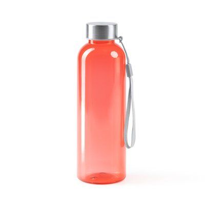 Bidón RPET 600 ml con cuerpo translúcido Rojo