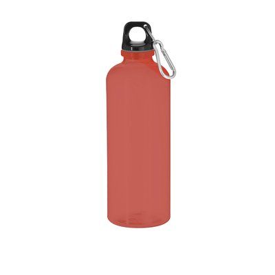 Bidón RPET 630ml translucido con mosquetón Roj