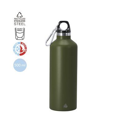 Bidón térmico mate 500ml de doble pared y mosquetón