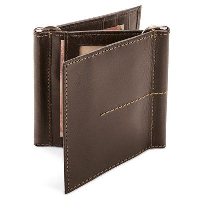 Billetera de piel con pinza y monedero