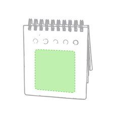 Bloc de notas con notas adhesivas y boli de cartón reciclado 9,5x13,2 cm | En la portada | 60 x 60