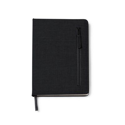 Bloc de notas A5 con bolsillo de cremallera Negro Talla Única Adulto