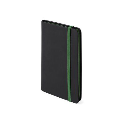 Bloc de notas de elegante polipiel negra 8,8 x 14,5 Verde