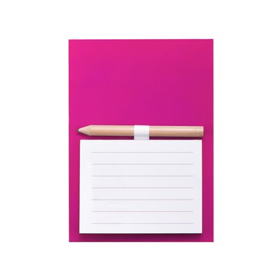 Bloc de notas magnético personalizable con lápiz 9,9 x 14 cm Fucsi