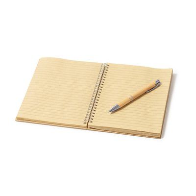Bloc de notas de papel reciclado con bolígrafo