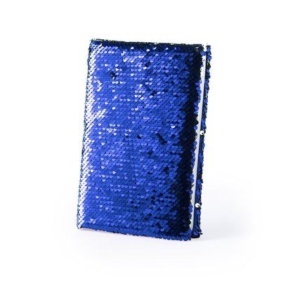 Bloc de notas con tapas decoradas con lentejuelas 14,5 x 21,5 cm Azul