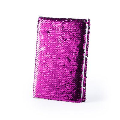 Bloc de notas con tapas decoradas con lentejuelas 14,5 x 21,5 cm Fucsi