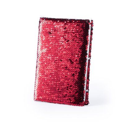 Bloc de notas con tapas decoradas con lentejuelas 14,5 x 21,5 cm Roj