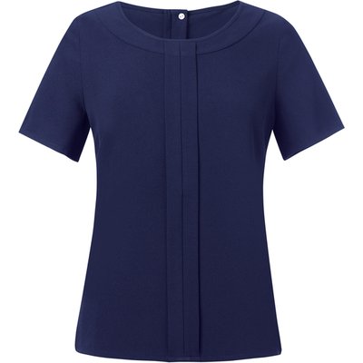 Blusa manga corta con cremallera dorada Navy 18 Uk