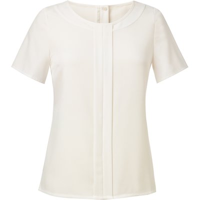 Blusa con pliegues y cremallera dorada Cream 14 Uk