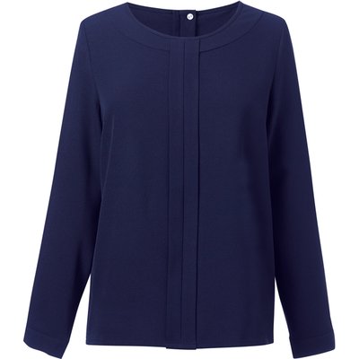 Blusa de seda Cuidado fácil Navy 8 UK