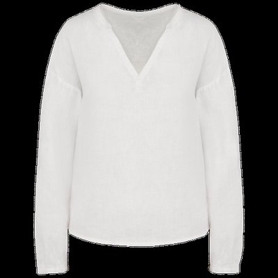Blusa tejido sostenible de lino White XL