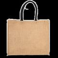 Bolsa de playa yute con asa de algodón Natural / Black