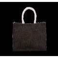 Bolsa de playa yute con asa de algodón Black / Silver