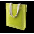 Bolsa shopper de yute con asas de algodón Lime Green