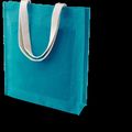 Bolsa shopper de yute con asas de algodón Turquoise