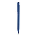 Bolígrafo de aluminio reciclado con clip y cuerpo engomado Azul Royal