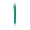 Bolígrafo en ABS monocolor con pulsador y clip plata Verde