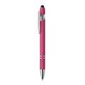 Bolígrafo de aluminio reciclado con acabado gomoso Fucsia