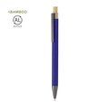 Bolígrafo de aluminio reciclado bicolor con pulsador de bambú