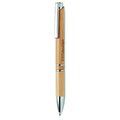 Bolígrafo de bambú ecológico con pulsador y detalles cromados