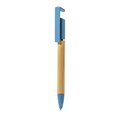 Bolígrafo Bambú/Trigo/ABS con Soporte Azul