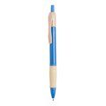 Bolígrafo bicolor en caña de trigo y ABS con clip y cómoda empuñadura Azul
