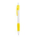 Bolígrafo blanco con clip y cómoda empuñadura a color Amarillo
