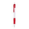 Bolígrafo blanco con clip y cómoda empuñadura a color Rojo