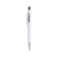 Bolígrafo blanco con pulsador y abertura decorativa a color Negro