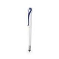 Bolígrafo blanco con puntero táctil y amplio clip bicolor Blanco / Azul