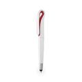 Bolígrafo blanco con puntero táctil y amplio clip bicolor Blanco / Rojo