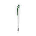 Bolígrafo blanco con puntero táctil y amplio clip bicolor Blanco / Verde