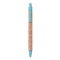 Bolígrafo ecológico de corcho con punta y clip de paja/abs Azul