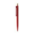 Bolígrafo de fibra de trigo con pulsador de bambú Rojo Tinta Azul