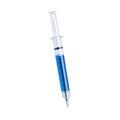 Bolígrafo jeringuilla de pulsador con líquido interior Azul