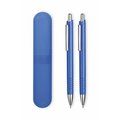 Bolígrafo y portaminas con estuche de color a juego Azul