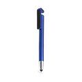 Bolígrafo satinado con soporte móvil, puntero táctil y limpia pantallas Azul