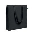 Bolsa de algodón Fairtrade con asas largas 180 gr/m² Negro