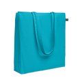 Bolsa de algodón Fairtrade con asas largas 180 gr/m² Turquesa
