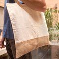 Bolsa de algodón y yute con asas largas