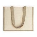 Bolsa bicolor de yute laminado y algodón con asas largas Crudo Talla Única Adulto