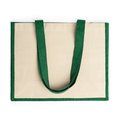 Bolsa bicolor de yute laminado y algodón con asas largas Verde Helecho