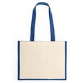 Bolsa bicolor de yute laminado y algodón con asas largas