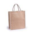 Bolsa ecológica de yute resistente con asas blancas de algodón Natu