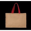 Bolsa shopper XL de yute asas de color Natural / Cherry Red