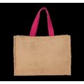 Bolsa shopper XL de yute asas de color Natural / Fuchsia