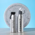 Botella de agua con acabado plateado de aluminio 650 ml