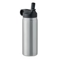 Botella Aislante Inox 500ml con Pajita Plata Mate