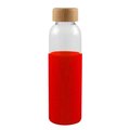 Botella Cristal 500ml Funda Silicona Rojo